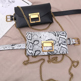 Snake Pattern Waist Bag PU Fanny Pack Chain Shoulder Bags