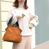 Corduroy Leather Shoulder Messenger Handbag for Women