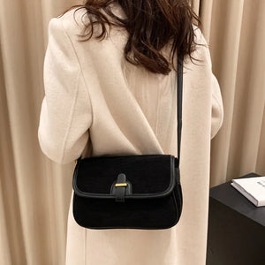 Corduroy Messenger Bag Women Shoulder Retro Handbag Lady