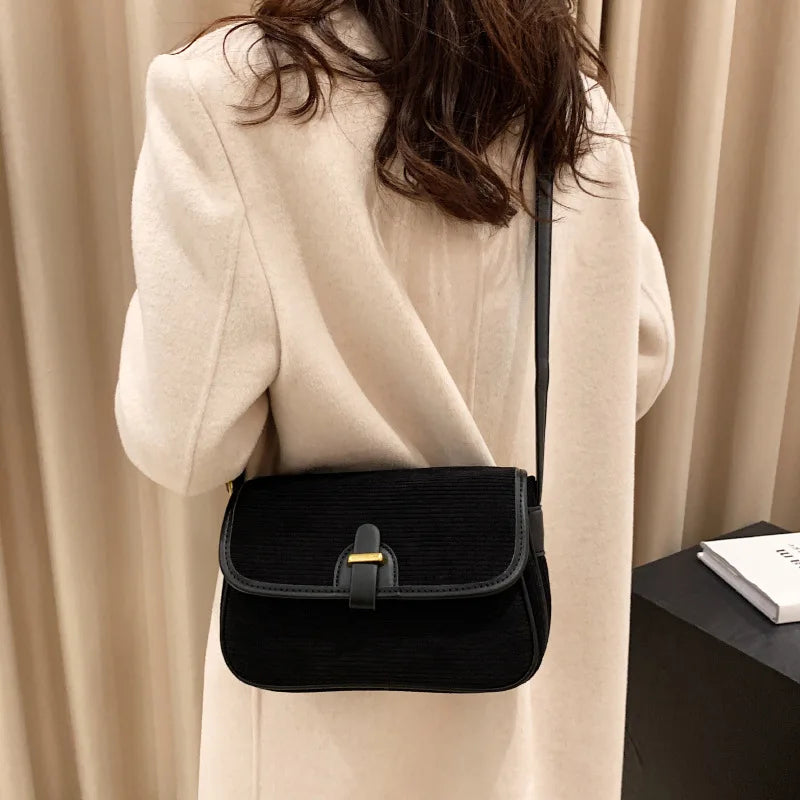 Corduroy Messenger Bag Women Shoulder Retro Handbag Lady