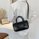 Soft-Faced PU Zipper Handbag Women Solid Square Diagonal Bag
