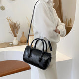 Soft-Faced PU Zipper Handbag Women Solid Square Diagonal Bag