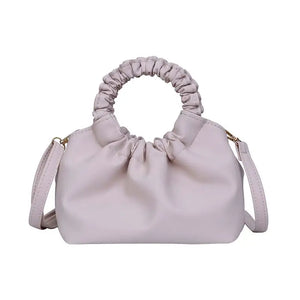 Soft Leather Handbag Pleated Clutches Women Dumpling Messenger Bags