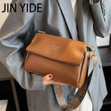 Soft PU Tote Wide Strap Crossbody Bags for Women