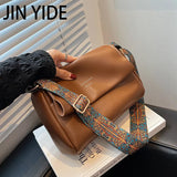 Soft PU Tote Wide Strap Crossbody Bags for Women