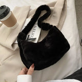 Soft Plush Women Handbags Faux Fur Ladies Small Shoulder Bags