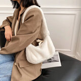 Soft Plush Women Hobos Handbags Faux Fur Ladies Small Shoulder Bags