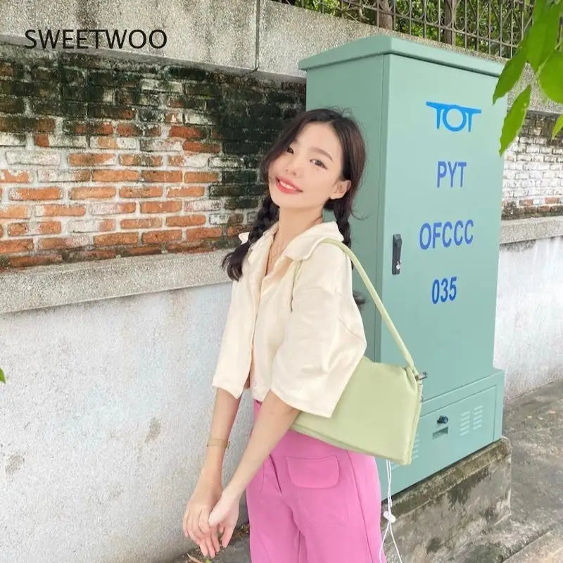 Soft Pu Leather Ladies Tote Purse Handbags Candy Women Small Shoulder Bags