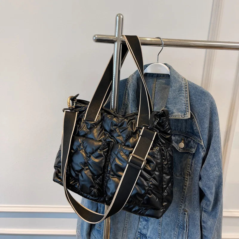 Women Winter Down Shopper Bag Padded Shoulder Bag Large Capacity