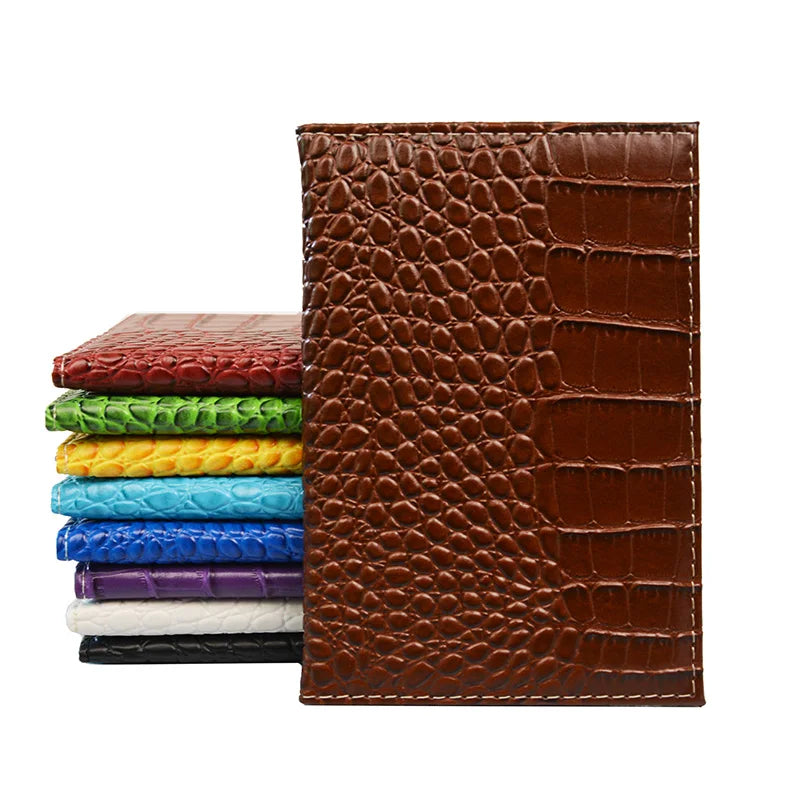 Crocodile Grain PU Leather Passport Holder Blank Cover Wallet