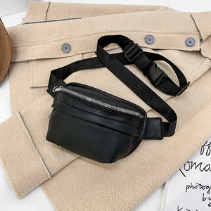 Solid Chest Fanny Bag Women Street Waist Bags Female Belt Crossbody Packs