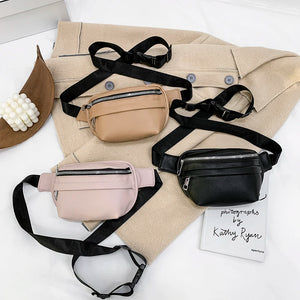 Solid Chest Fanny Bag Women Street Waist Bags Female Belt Crossbody Packs