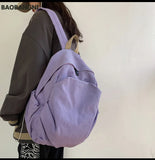 Solid Canvas Casual Travel Backpack for Teenage Women Laptop Mochila College