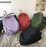 Solid Canvas Casual Travel Backpack for Teenage Women Laptop Mochila College