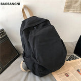 Solid Canvas Casual Travel Backpack for Teenage Women Laptop Mochila College