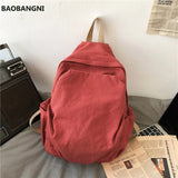 Solid Canvas Casual Travel Backpack for Teenage Women Laptop Mochila College