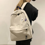 Solid Canvas Backpack Men Laptop Backpacks Teenage Girls School Bag