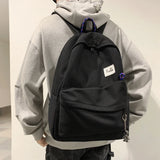 Solid Canvas Backpack Men Laptop Backpacks Teenage Girls School Bag