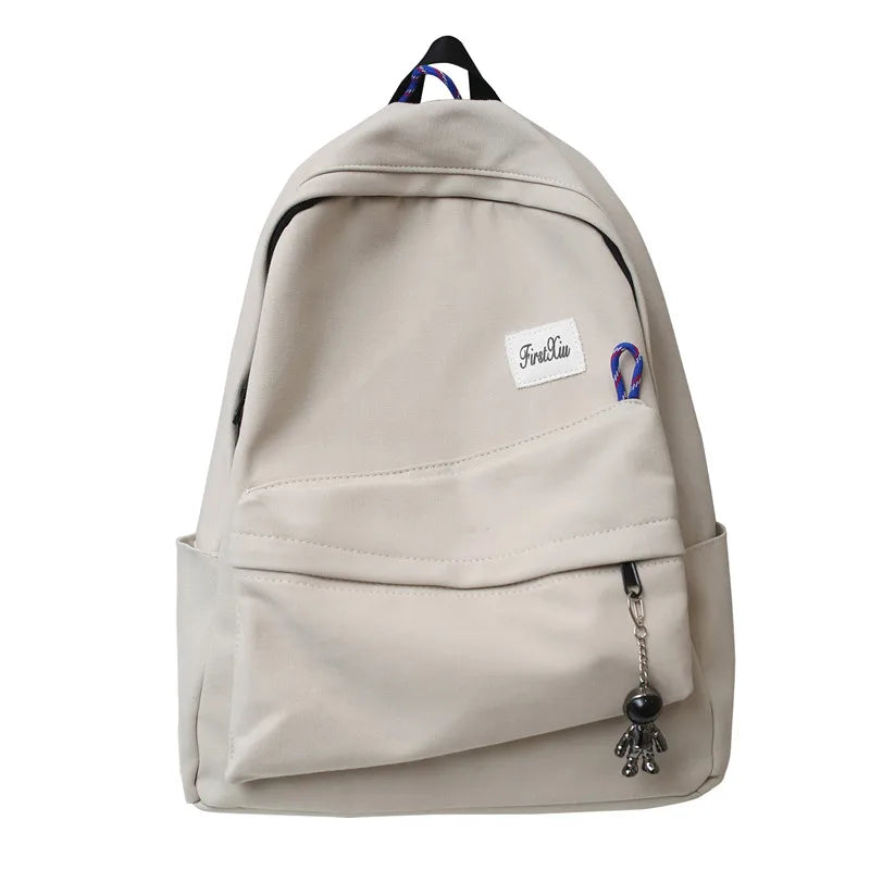 Solid Canvas Backpack Men Laptop Backpacks Teenage Girls School Bag