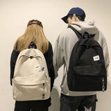 Solid Canvas Backpack Men Laptop Backpacks Teenage Girls School Bag