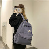 Solid Canvas Backpack Men Laptop Backpacks Teenage Girls School Bag