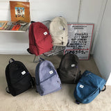 Solid Canvas Backpack Men Laptop Backpacks Teenage Girls School Bag