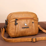 Rivet Shoulder Messenger Bag Women Leather Crossbody Purse