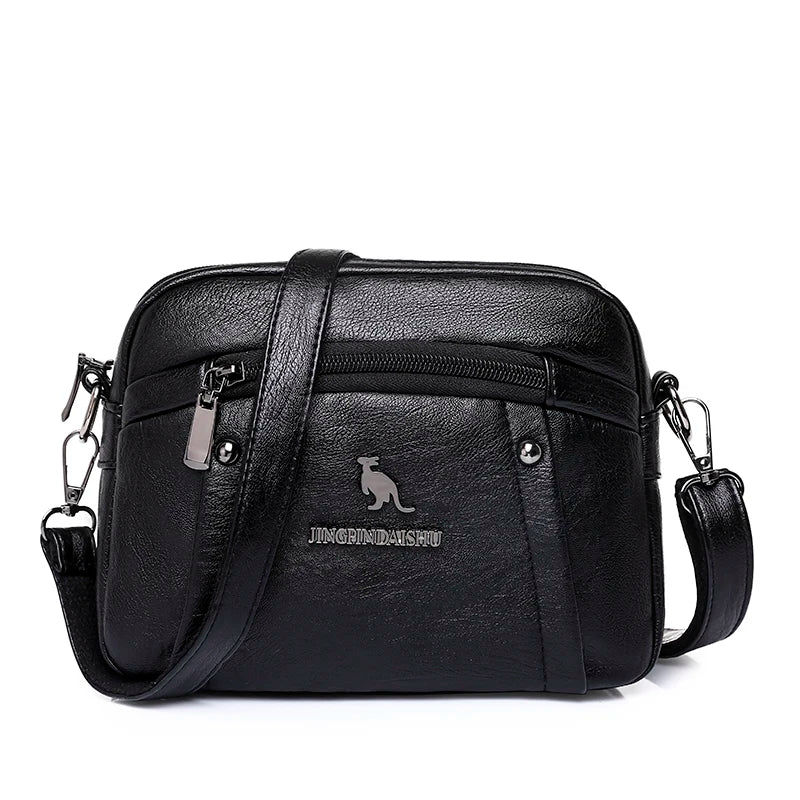 Rivet Shoulder Messenger Bag Women Leather Crossbody Purse