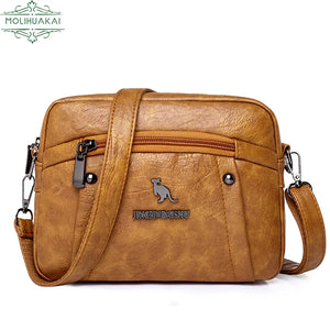 Rivet Shoulder Messenger Bag Women Leather Crossbody Purse