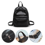 Solid Faux Leather Women Travel Backpack School Shoulders Bag