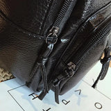 Solid Faux Leather Women Travel Backpack School Shoulders Bag