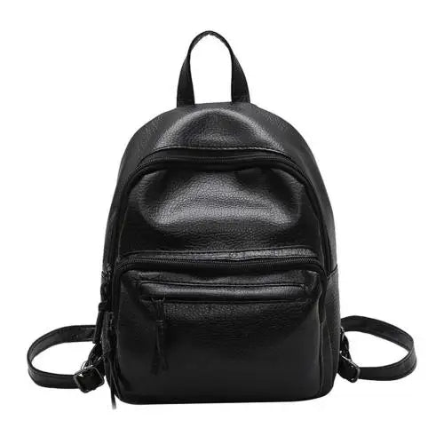 Solid Faux Leather Women Travel Backpack School Shoulders Bag