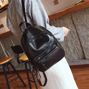 Faux Leather Women Backpack School Shoulders Bag