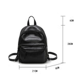 Solid Faux Leather Women Travel Backpack School Shoulders Bag