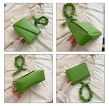Flap Shoulder Bag PU Leather Women Handbag Ruched Handle Crossbody