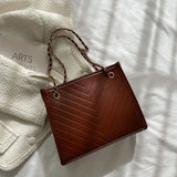 Women's Chain Strap PU Leather Shoulder Bag Square Crossbody Purses