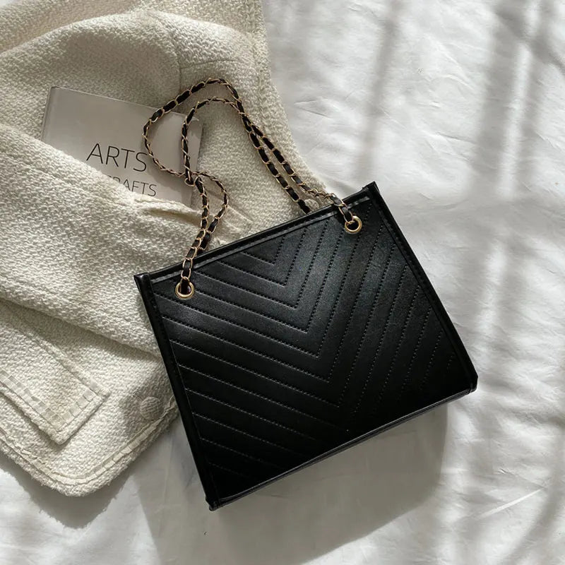 Women's Chain Strap PU Leather Shoulder Bag Square Crossbody Purses