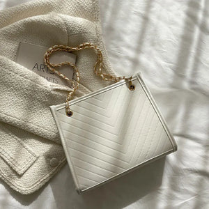 Women's Chain Strap PU Leather Shoulder Bag Square Crossbody Purses