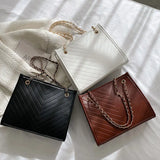 Women's Chain Strap PU Leather Shoulder Bag Square Crossbody Purses