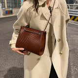 Women's Chain Strap PU Leather Shoulder Bag Square Crossbody Purses