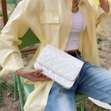 Solid Lingge PU Leather Bag Small Square Bag Shoulder Bag Women Crossbody Bag