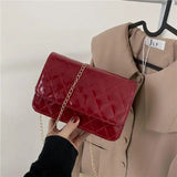 Solid Lingge PU Leather Bag Small Square Bag Shoulder Bag Women Crossbody Bag