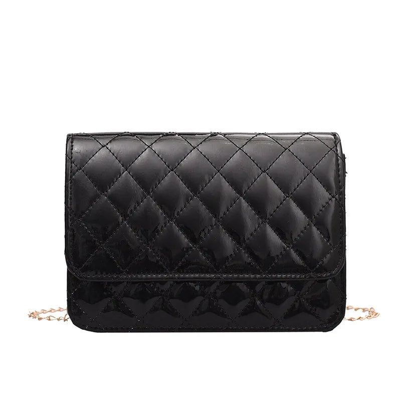 Solid Lingge PU Leather Bag Small Square Bag Shoulder Bag Women Crossbody Bag