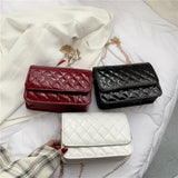 Solid Lingge PU Leather Bag Small Square Bag Shoulder Bag Women Crossbody Bag