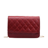 Solid Lingge PU Leather Bag Small Square Bag Shoulder Bag Women Crossbody Bag