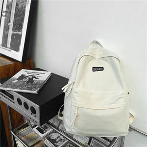 Solid Canvas Backpack for College Students Girls Travel Laptop Bag