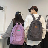 Solid Canvas Backpack for College Students Girls Travel Laptop Bag