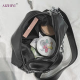Women's Solid Messenger Bag PU Leather Chain Crossbody Handbag