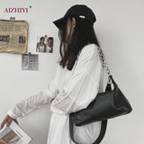 Women's Solid Messenger Bag PU Leather Chain Crossbody Handbag