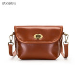 Solid Oil Wax Leather Women Shoulder Crossbody Bag
